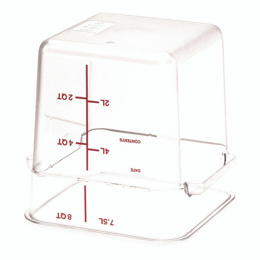 CFS BRANDS Carlisle 1195307 Squares Polycarbonate Food Storage Container, 8 qt, 8.75 x 8.75 x 9, Clear, Plastic