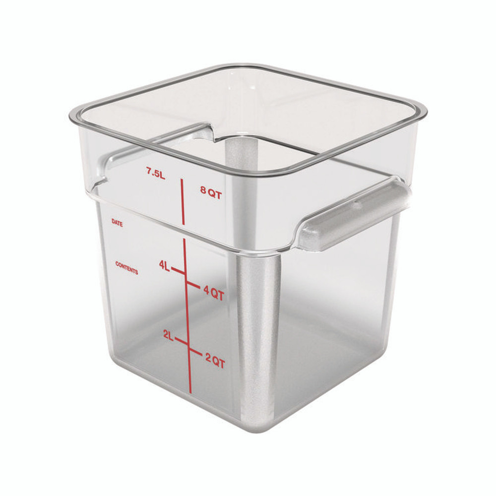 CFS BRANDS Carlisle 1195307 Squares Polycarbonate Food Storage Container, 8 qt, 8.75 x 8.75 x 9, Clear, Plastic