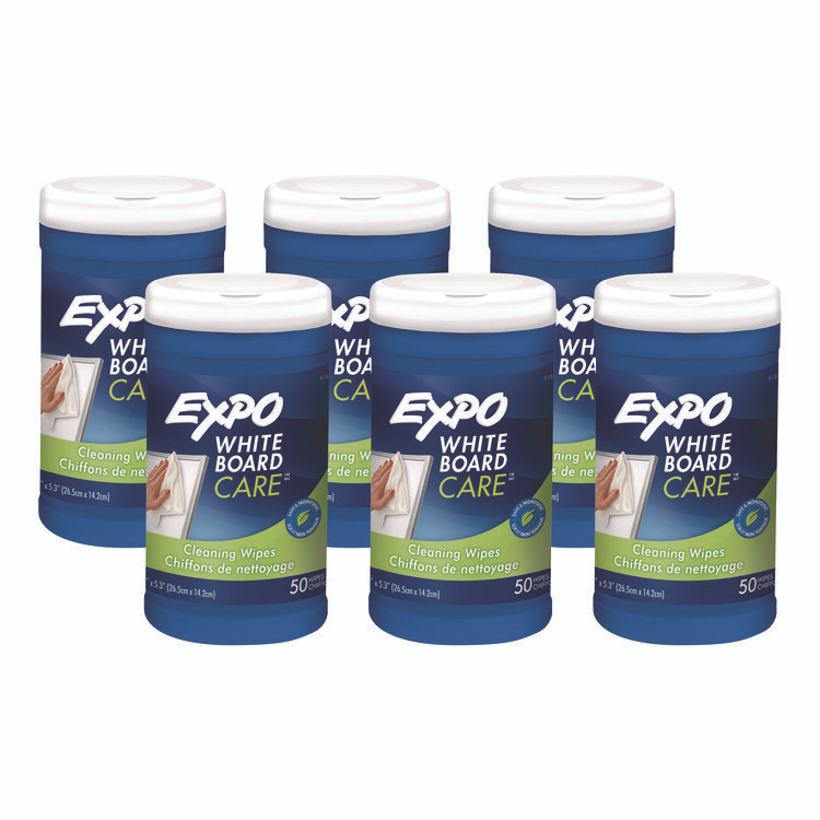 SANFORD EXPO® 81850ACT Dry-Erase Board-Cleaning Wet Wipes, 6 x 9, 50/Container, 6/Carton