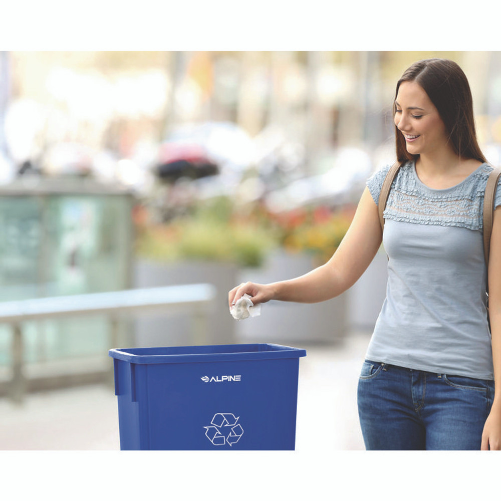 ALPINE INDUSTRIES 477RBLU Slim 23 Gallon Recycling Bin, Plastic, Blue