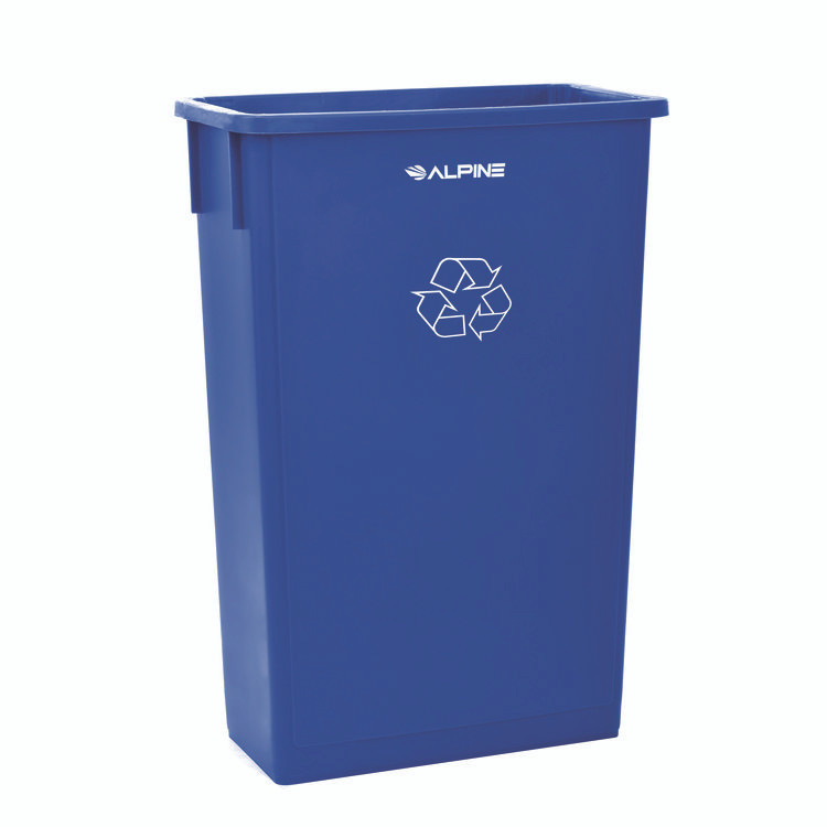 ALPINE INDUSTRIES 477RBLU Slim 23 Gallon Recycling Bin, Plastic, Blue