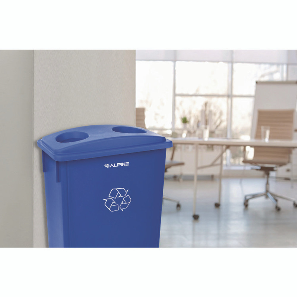 ALPINE INDUSTRIES 477RBLU Slim 23 Gallon Recycling Bin, Plastic, Blue