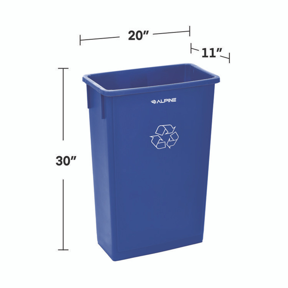 ALPINE INDUSTRIES 477RBLU Slim 23 Gallon Recycling Bin, Plastic, Blue