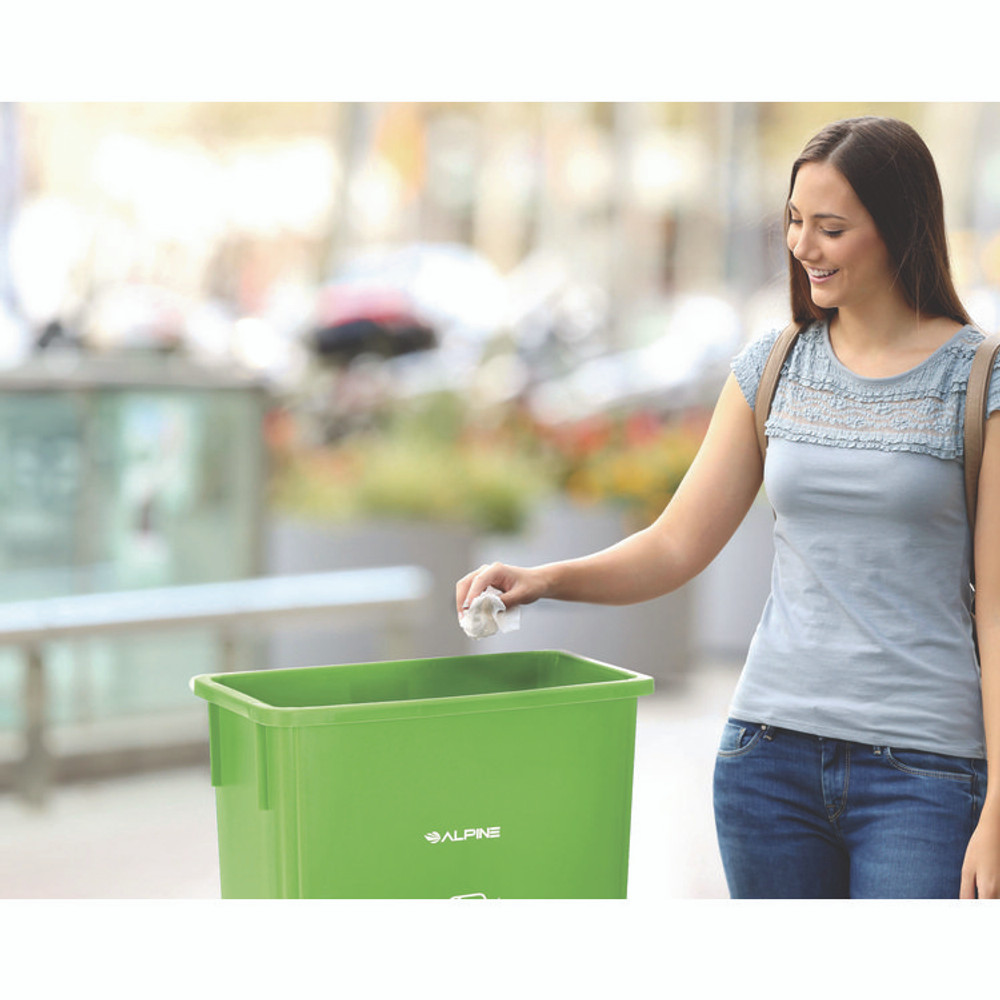 ALPINE INDUSTRIES ALP477LGRN Slim 23 Gallon Recycling Bin, Plastic, Lime Green
