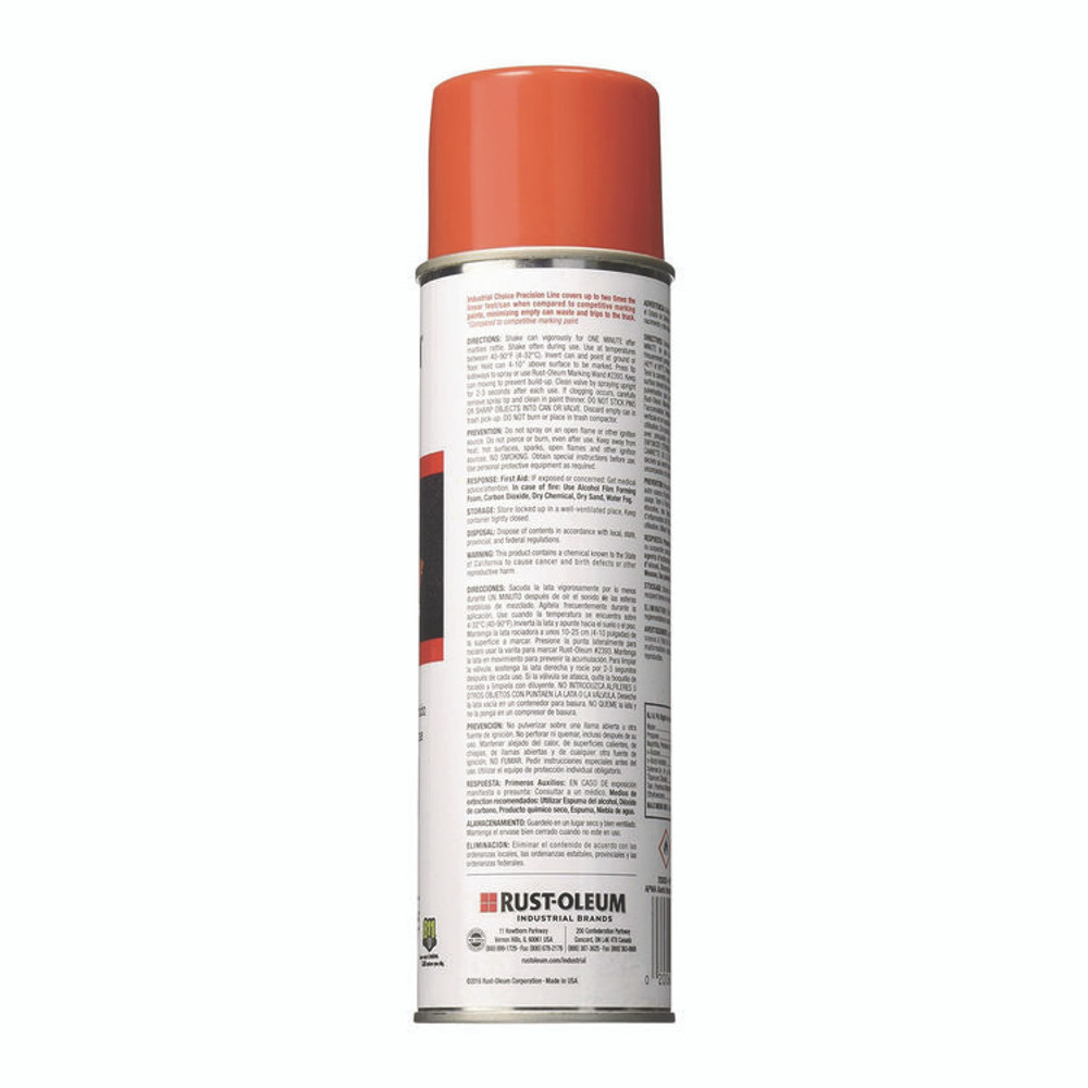 RUST-OLEUM CORPORATION 203035CT Industrial Choice Precision Line Marking Paint, Flat/Matte Orange, 20 oz Aerosol Can, 12/Carton