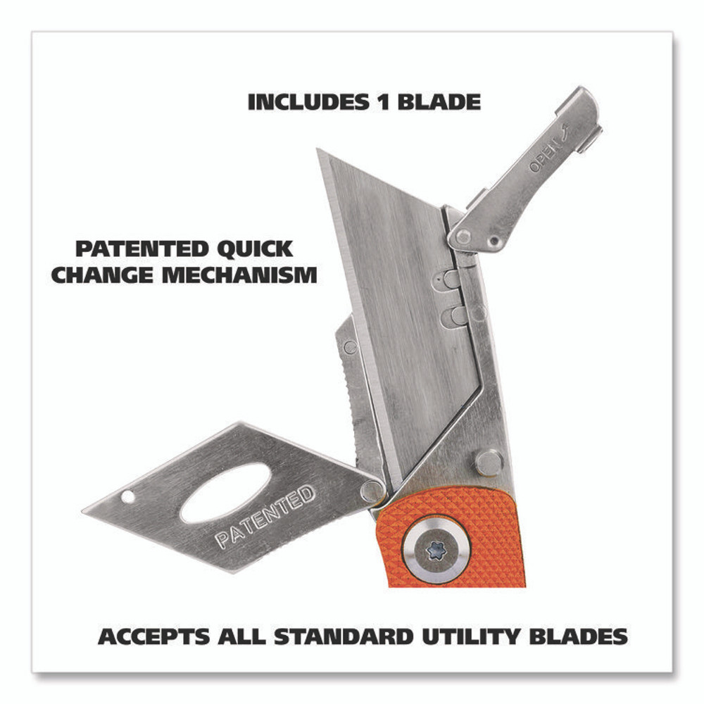 GREAT NECK SAW MFG. 74201 Quick Change Lock Back Utility Knife, 3.5" Aluminum Handle, Orange
