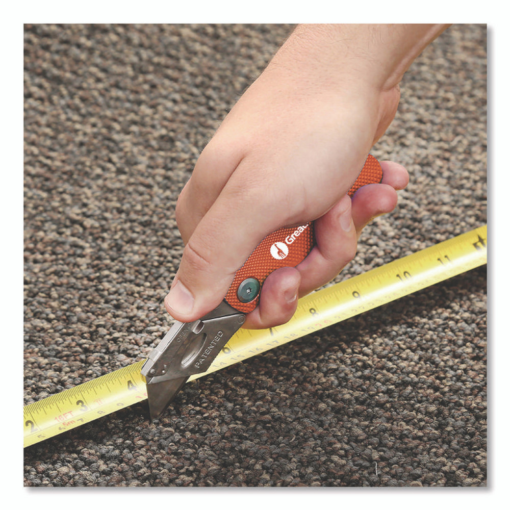 GREAT NECK SAW MFG. 74201 Quick Change Lock Back Utility Knife, 3.5" Aluminum Handle, Orange