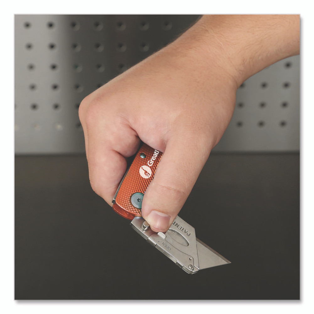 GREAT NECK SAW MFG. 74201 Quick Change Lock Back Utility Knife, 3.5" Aluminum Handle, Orange