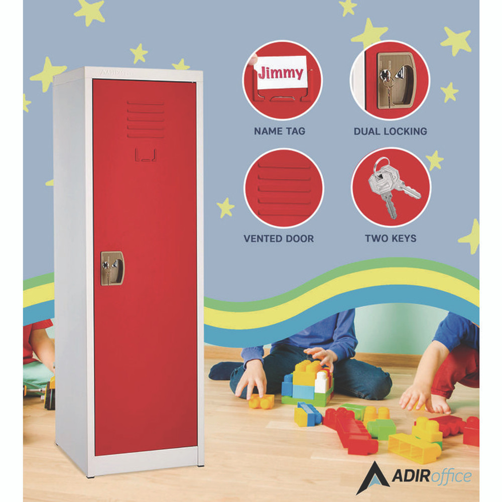 ADIROFFICE I62901RED Steel Storage Locker, 1 Compartment, 15 x 15 x 48, Red