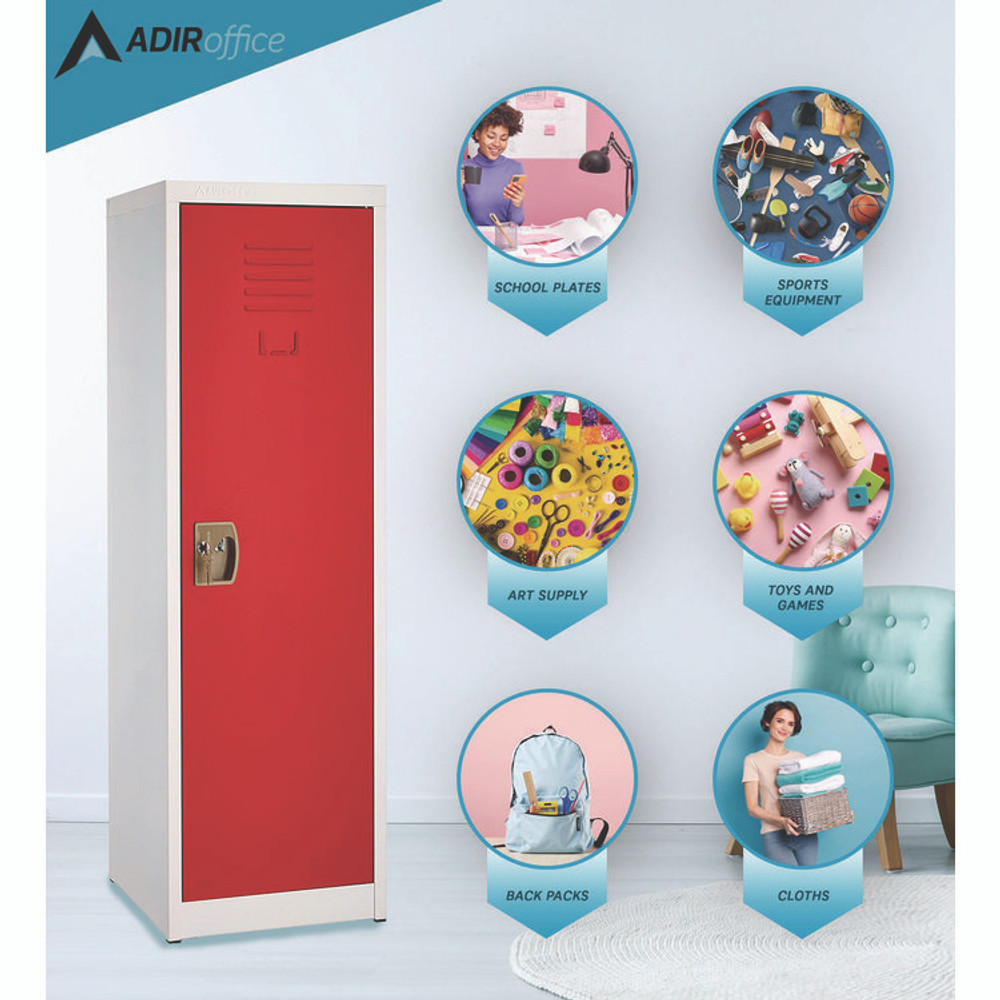 ADIROFFICE I62901RED Steel Storage Locker, 1 Compartment, 15 x 15 x 48, Red