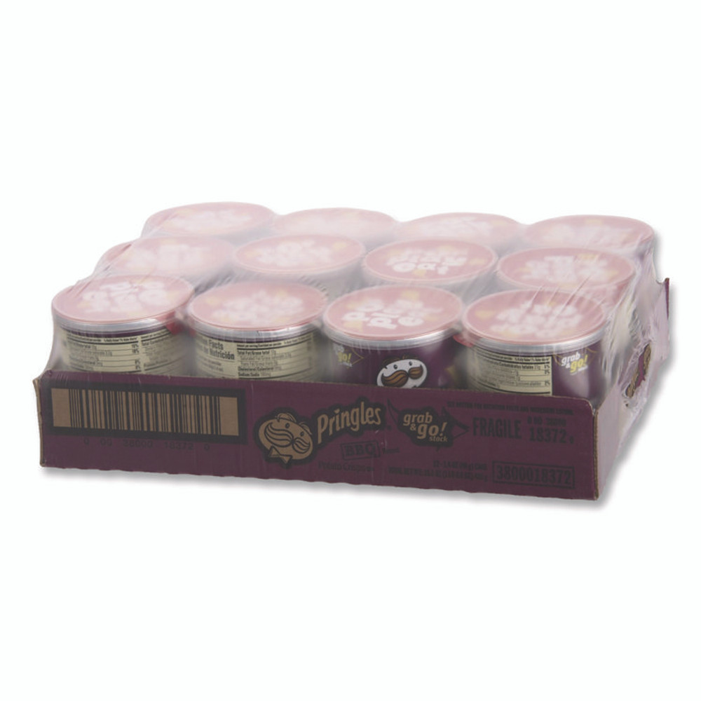 KELLOGG'S Pringles® KEE18372 Grab and Go BBQ Crisps, 1.4 oz Can, 12/Carton