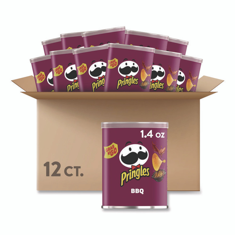 KELLOGG'S Pringles® KEE18372 Grab and Go BBQ Crisps, 1.4 oz Can, 12/Carton