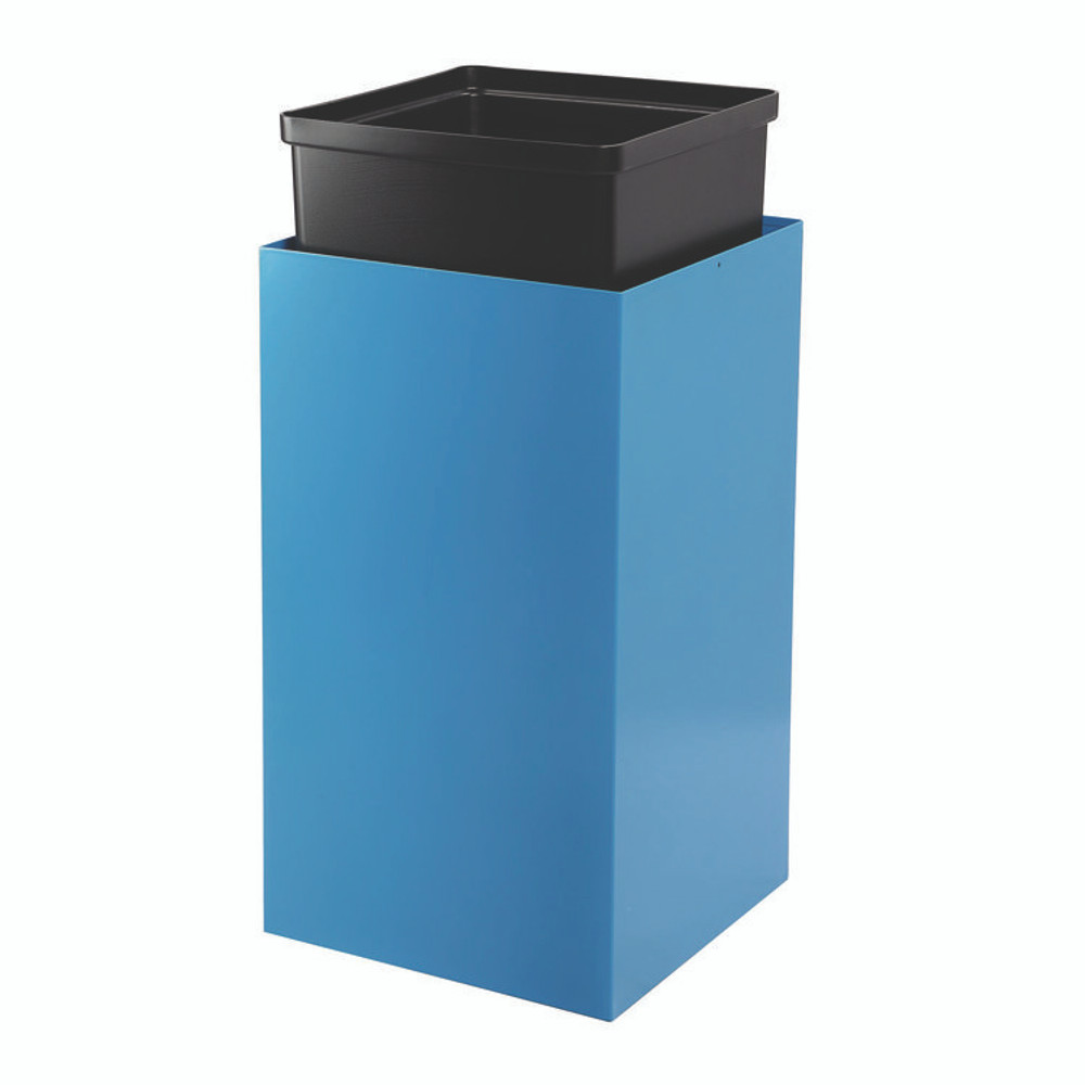 ALPINE INDUSTRIES 4450KITBLUM 29 Gallon Trash/Recycling Cans, Steel, Blue Can with Mixed Lid