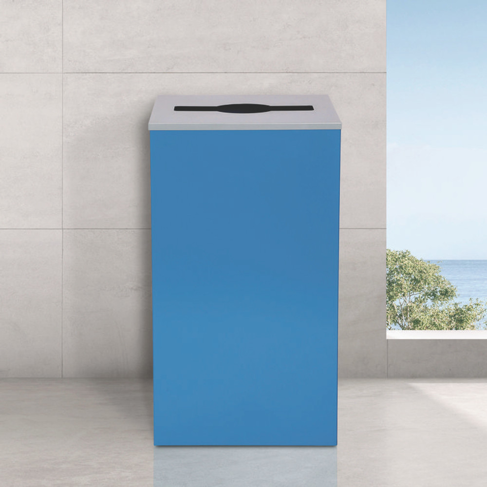 ALPINE INDUSTRIES 4450KITBLUM 29 Gallon Trash/Recycling Cans, Steel, Blue Can with Mixed Lid