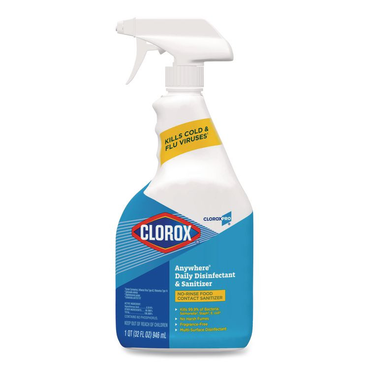 CLOROX SALES CO. 01698 CloroxPro Anywhere Daily Disinfectant and Sanitizer, Unscented, 32 oz Spray Bottle