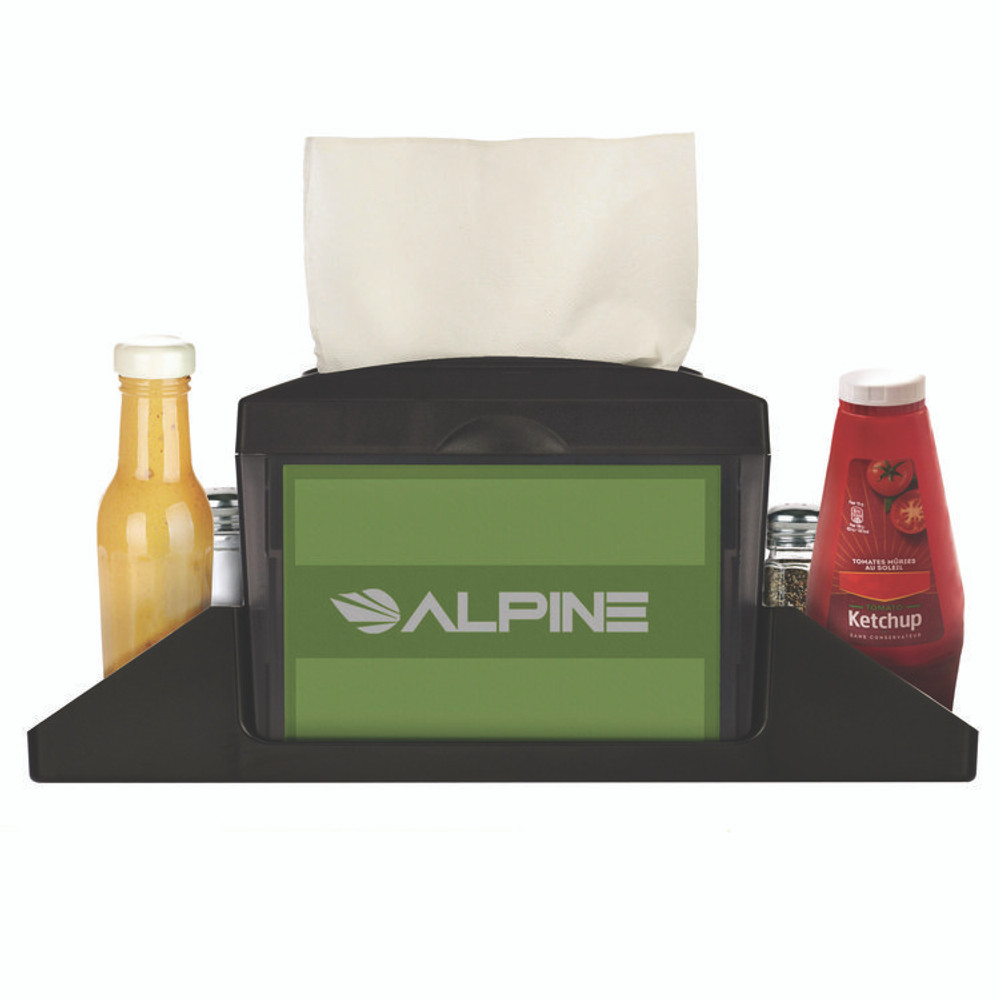 ALPINE INDUSTRIES ALP4332C Interfold Table Top Dispenser Napkin Holder with Caddy, 6 x 14.17 x 6.5, Black