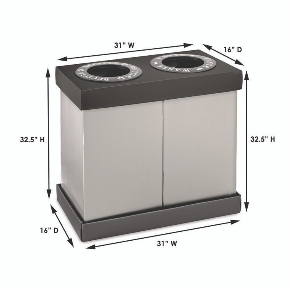 ALPINE INDUSTRIES ALP47102BLK 28 Gal Indoor Trash Can and Recycling Bin, Corrugated Polypropylene, Gray, 2 Bin