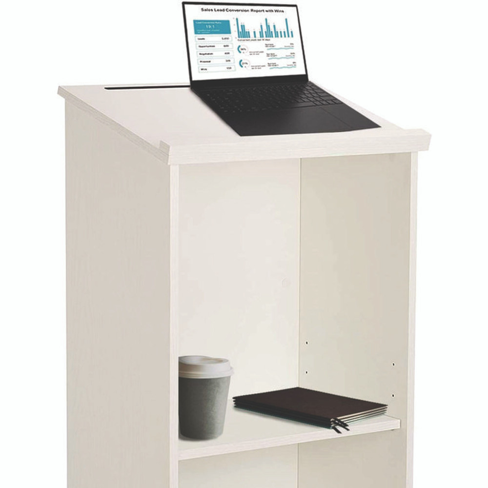 ADIROFFICE I66101WHI Wood Stand-up Podium Lectern Speaker Stand, 23 x 15 x 45.8, White