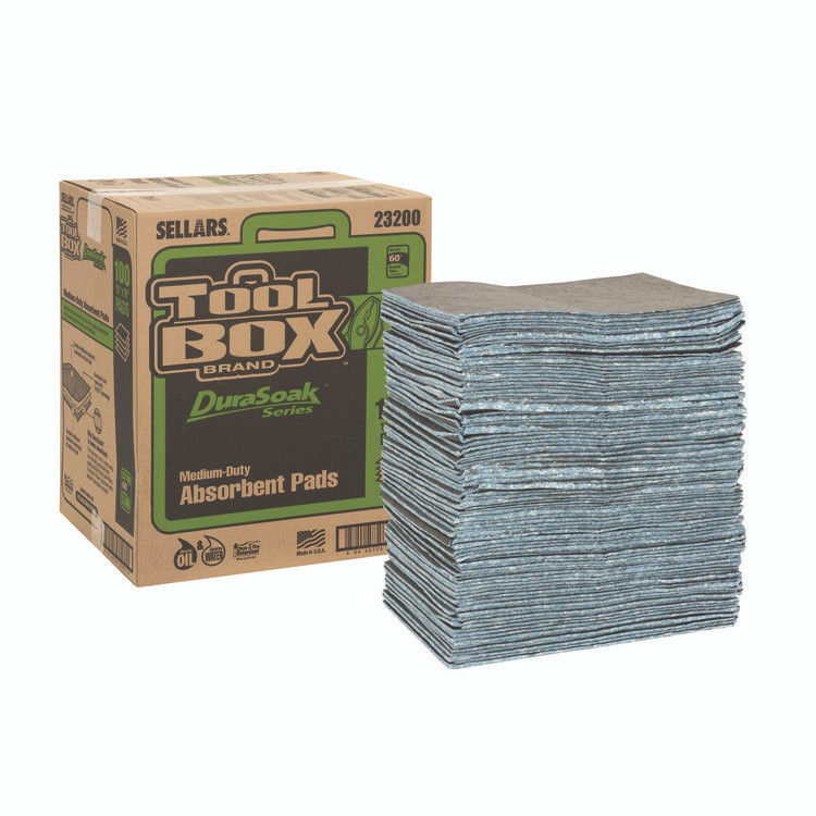 SELLARS ABSORBENT MATERIALS, INC. TOOLBOX® 23200 DuraSoak Universal Sorbents Medium Duty Pad, 0.26 gal, 15 x 19, 100/Carton