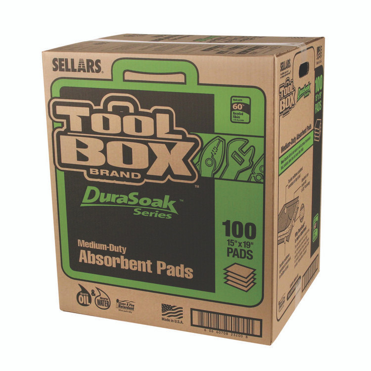 SELLARS ABSORBENT MATERIALS, INC. TOOLBOX® 23200 DuraSoak Universal Sorbents Medium Duty Pad, 0.26 gal, 15 x 19, 100/Carton