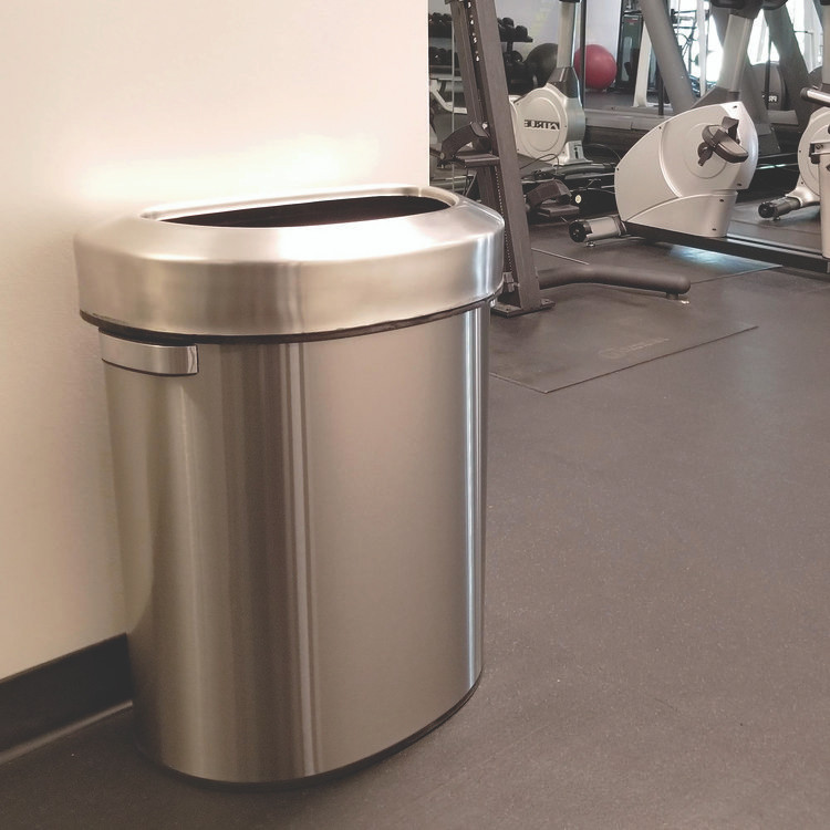 HLS COMMERCIAL HLS18DOT Open Top Trash Can, Half-Round, 18 gal, Plastic/Stainless Steel, Silver