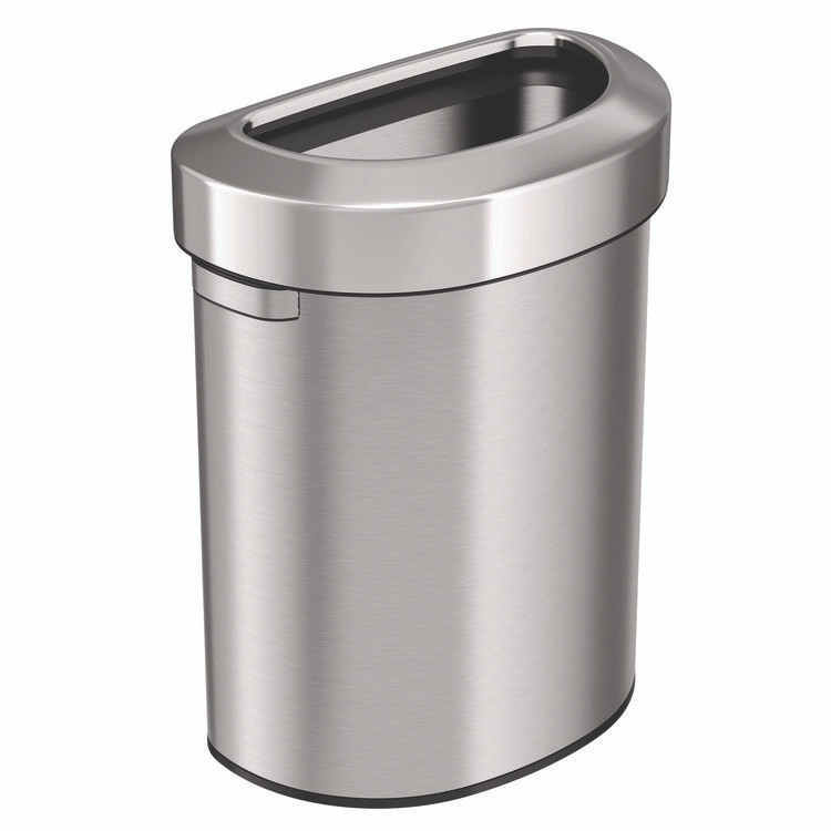 HLS COMMERCIAL HLS18DOT Open Top Trash Can, Half-Round, 18 gal, Plastic/Stainless Steel, Silver
