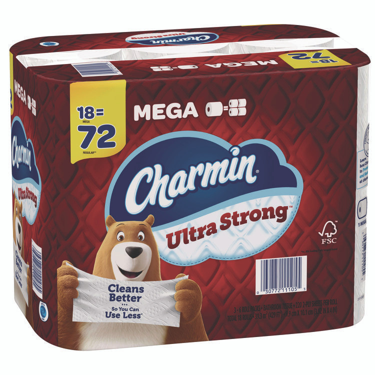 PROCTER & GAMBLE Charmin® 11105 Ultra Strong Bathroom Tissue, Septic Safe, 2-Ply, White, 220 Sheets/Roll, 18 Rolls/Pack