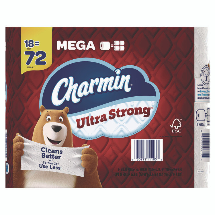 PROCTER & GAMBLE Charmin® 11105 Ultra Strong Bathroom Tissue, Septic Safe, 2-Ply, White, 220 Sheets/Roll, 18 Rolls/Pack