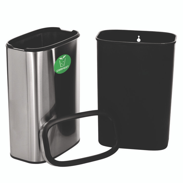ALPINE INDUSTRIES ALP47040LCO 10.5 Gallon Compost Can, Brushed Stainless Steel