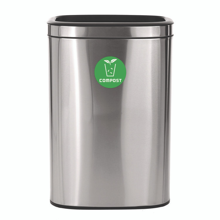 ALPINE INDUSTRIES ALP47040LCO 10.5 Gallon Compost Can, Brushed Stainless Steel