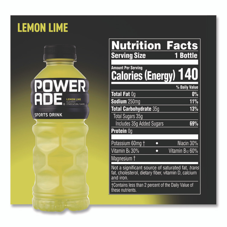 COCA-COLA POWERADE® 049000003697 Sports Drink, Lemon Lime, 20 oz Bottle, 24/Pack