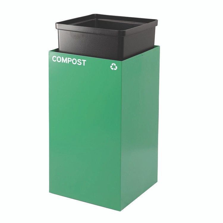 ALPINE INDUSTRIES 4450KITGRNMC 29 Gallon Trash/Recycling Cans, Steel, Green Compost Can with Mixed Lid