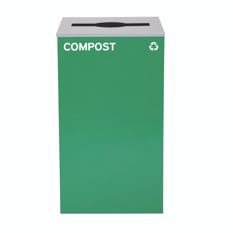 ALPINE INDUSTRIES 4450KITGRNMC 29 Gallon Trash/Recycling Cans, Steel, Green Compost Can with Mixed Lid