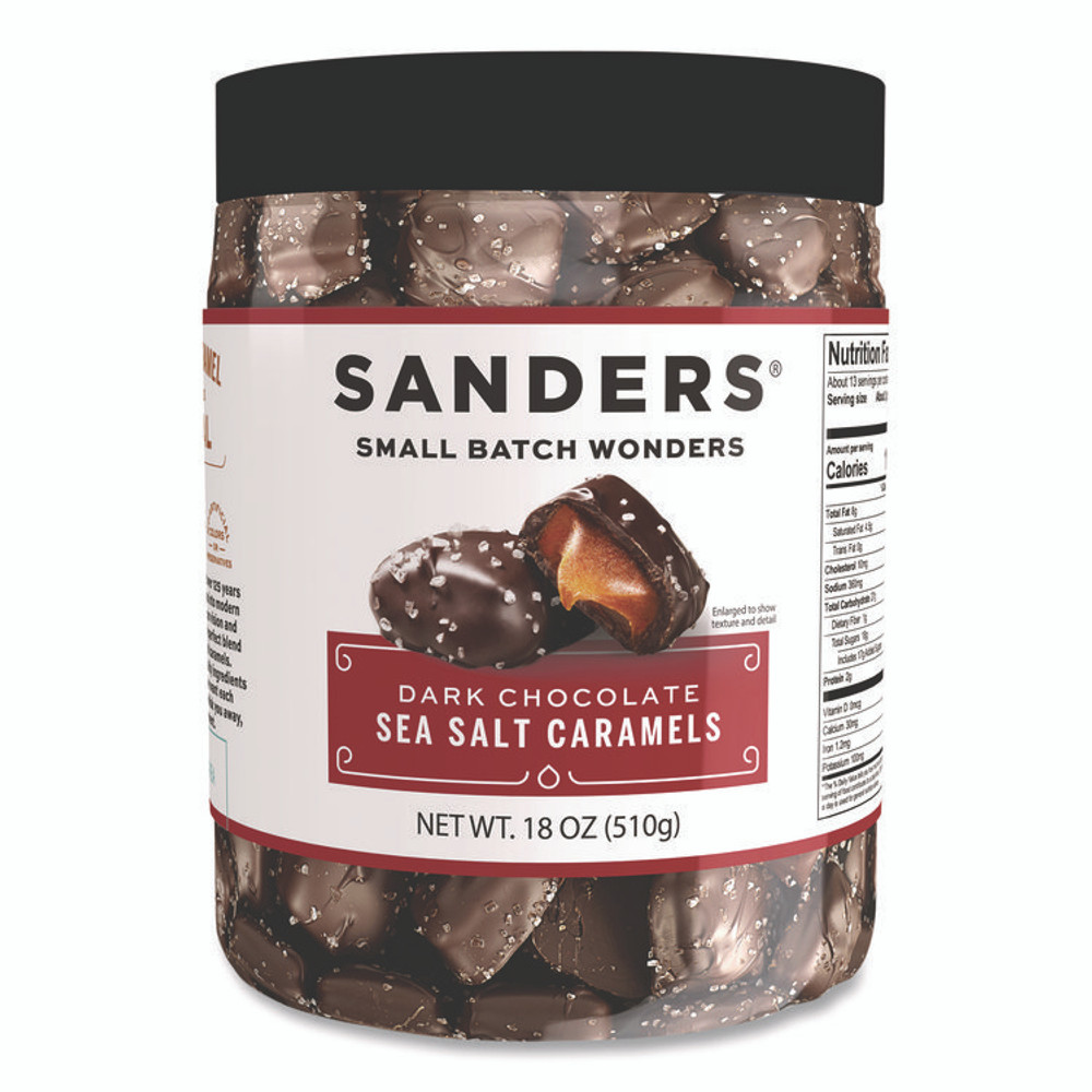 MORLEY CANDY MAKERS INC Sanders® MRY30987 Small Batch Wonders Dark Chocolate Sea Salt Caramels, 18 oz Tub