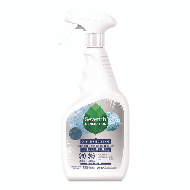 SEVENTH GENERATION 69716054 Disinfecting Hydrogen Peroxide Cleaner, Fragrance-Free, 23 oz Spray Bottle, 12/Carton