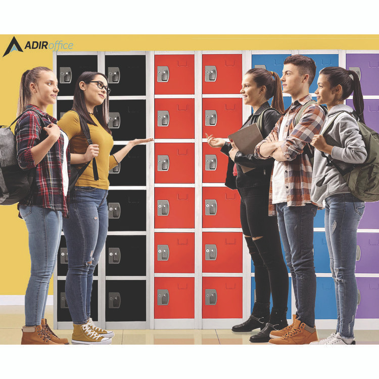 ADIROFFICE I629206RED Steel Storage Locker, 6 Compartment, 12 x 12 x 72, Red