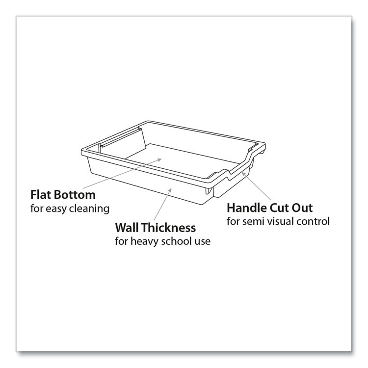 GRATNELLS USA, LLC FS0120P8 F1 Shallow Trays for Gratnells Storage Frames and Trolleys, 1.85 gal Capacity, 12.28" x 16.81" x 3.25", Trans Frost, 8/Pack