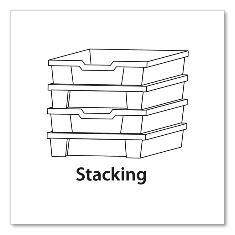 GRATNELLS USA, LLC FS0120P8 F1 Shallow Trays for Gratnells Storage Frames and Trolleys, 1.85 gal Capacity, 12.28" x 16.81" x 3.25", Trans Frost, 8/Pack
