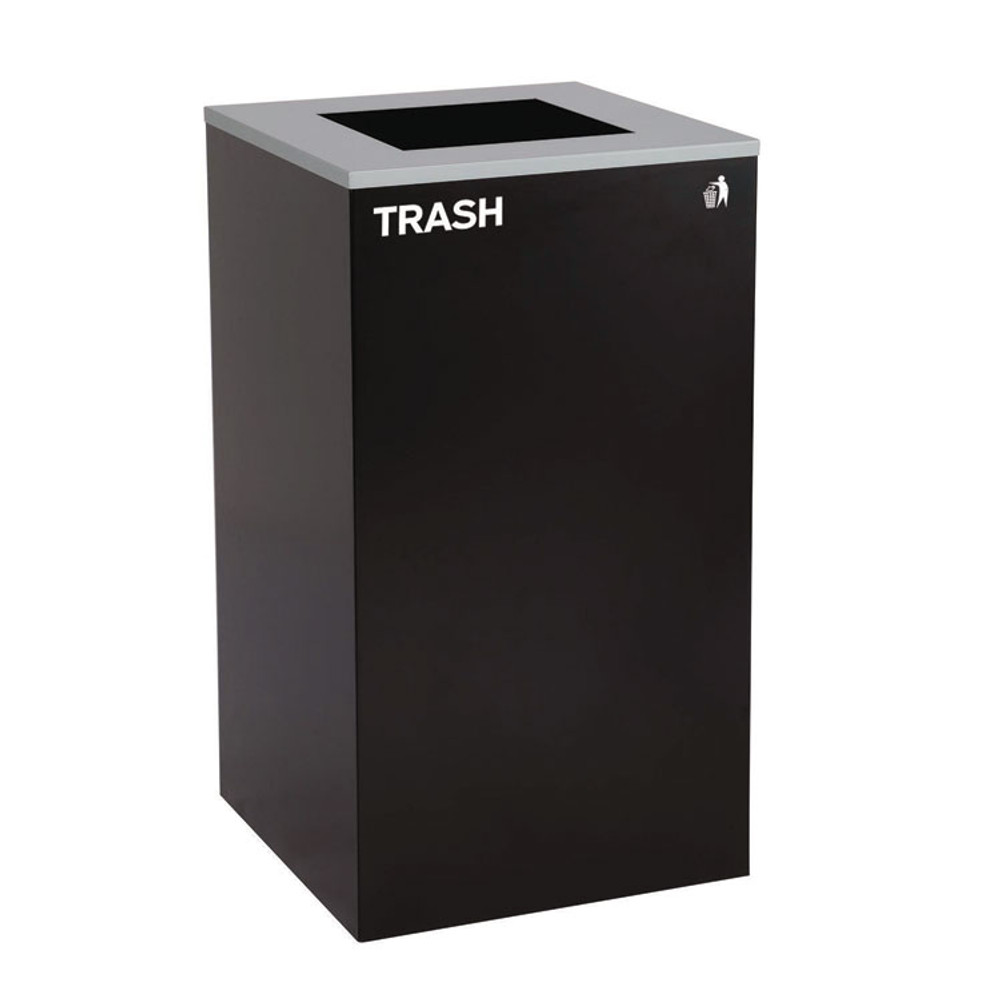 ALPINE INDUSTRIES 4450BLKKIT2 29 Gallon Trash/Recycling Cans, Steel, Blue Mixed Recycling Can with Square Lid, Black Trash Can with Square Lid