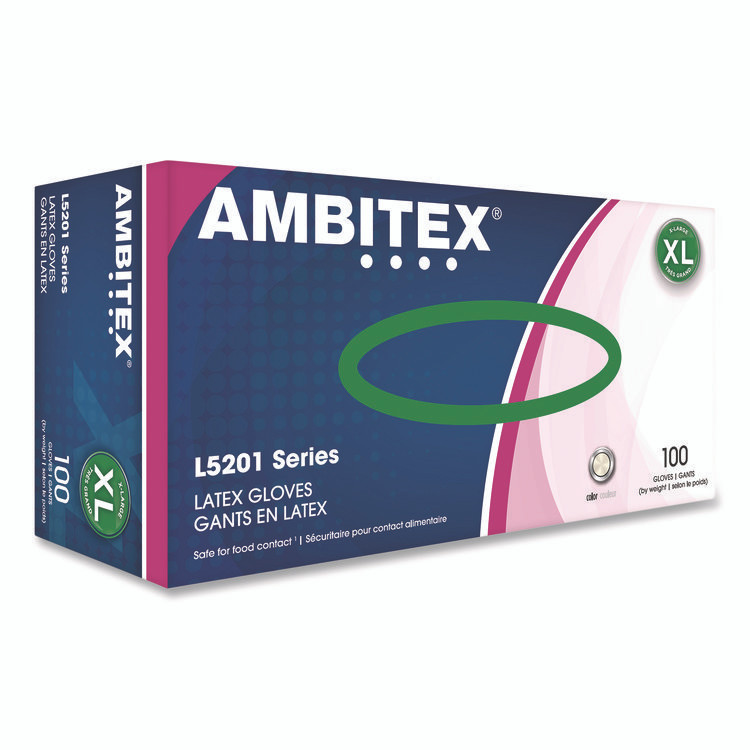 TRADEX INTERNATIONAL AMBITEX® LXL5201CT L5201 Series Powder-Free Latex Gloves, X-Large, 4 mil Thick, 9" Long, Ivory, 100/Box, 10 Boxes/Carton