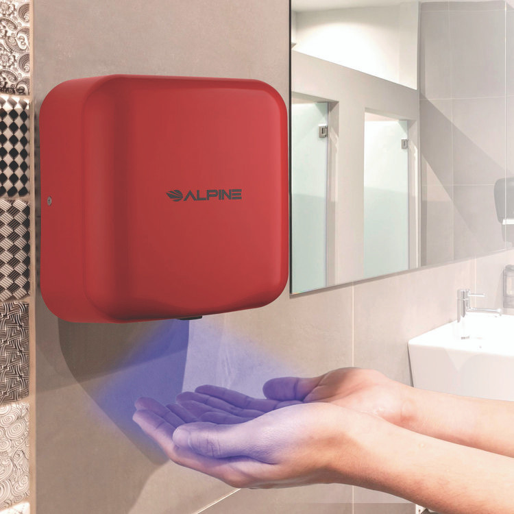 ALPINE INDUSTRIES ALP40010RED Hemlock Commercial Automatic 120V Hand Dryer, 6.68 x 11.41 x 12.31, Red