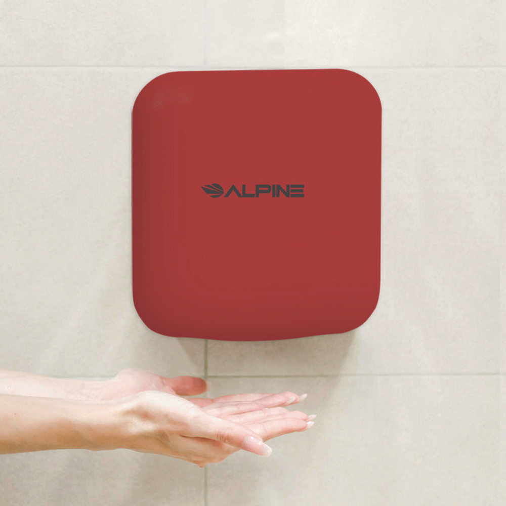 ALPINE INDUSTRIES ALP40010RED Hemlock Commercial Automatic 120V Hand Dryer, 6.68 x 11.41 x 12.31, Stainless Steel, Red