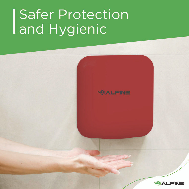 ALPINE INDUSTRIES ALP40010RED Hemlock Commercial Automatic 120V Hand Dryer, 6.68 x 11.41 x 12.31, Red