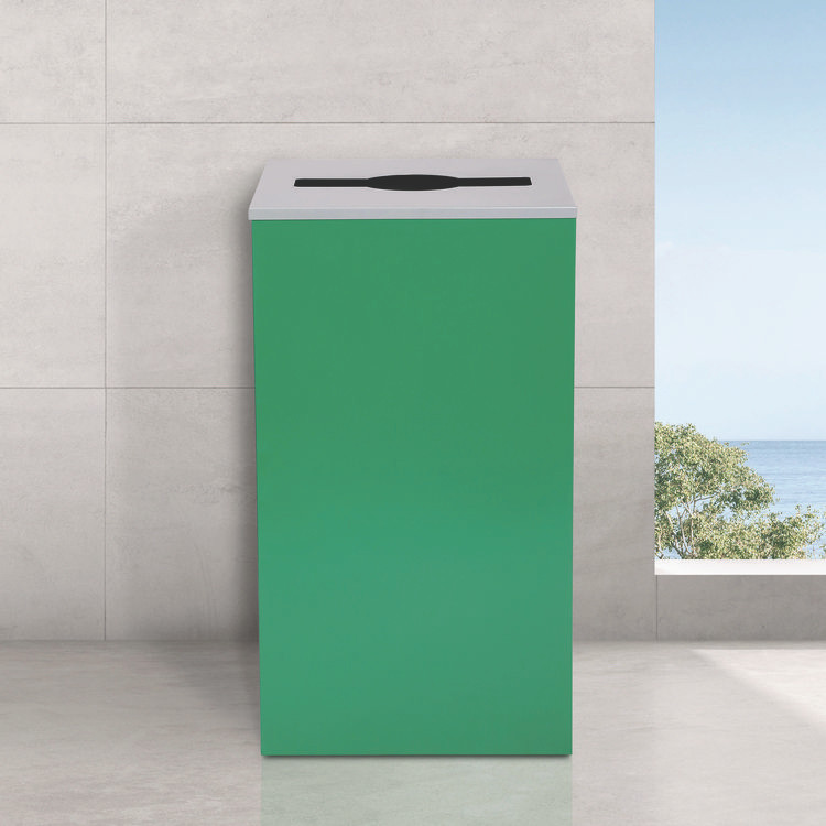 ALPINE INDUSTRIES 4450KITGRNM 29 Gallon Trash/Recycling Cans, Steel, Green Can with Mixed Lid