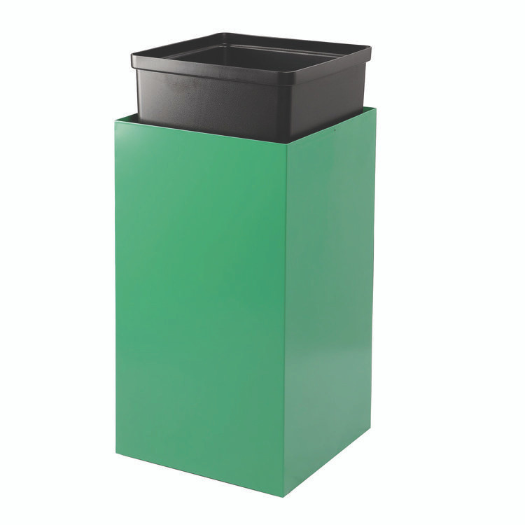 ALPINE INDUSTRIES 4450KITGRNM 29 Gallon Trash/Recycling Cans, Steel, Green Can with Mixed Lid