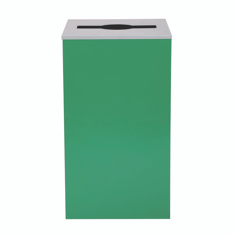 ALPINE INDUSTRIES 4450KITGRNM 29 Gallon Trash/Recycling Cans, Steel, Green Can with Mixed Lid