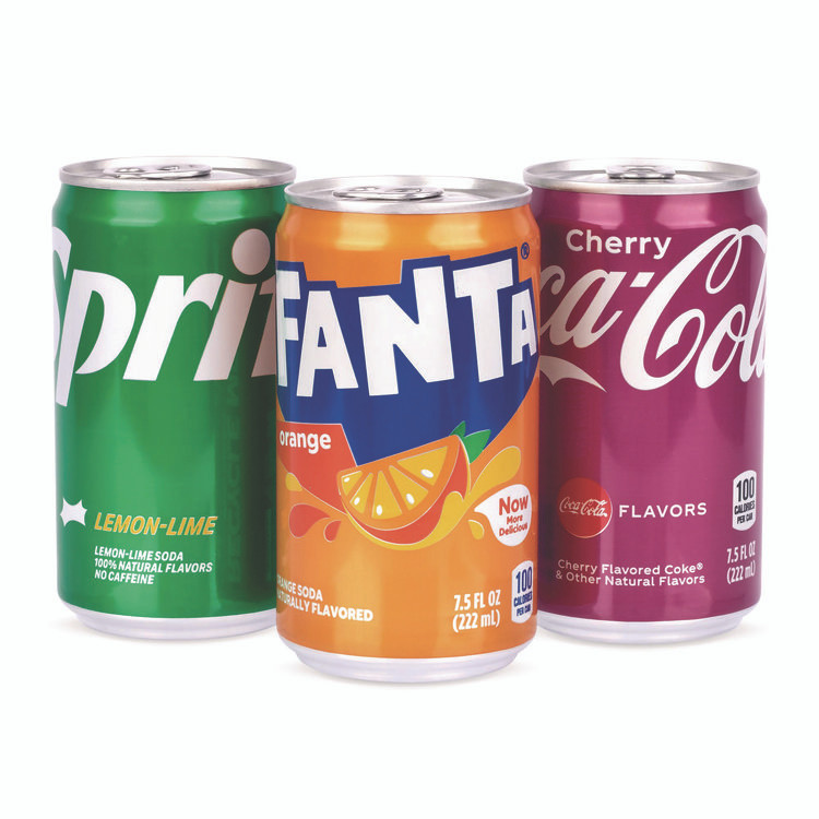 COCA-COLA 22002379 Mini Cans Variety Pack, Assorted Flavors, 7.5 oz Can, 30/Carton