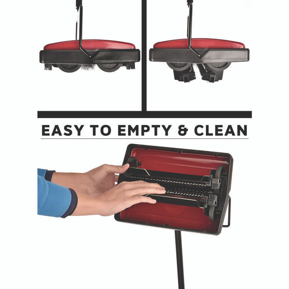 ALPINE INDUSTRIES ALP469REDNEW Manual Triple Brush Carpet and Floor Sweeper, 42.5" Handle, Red