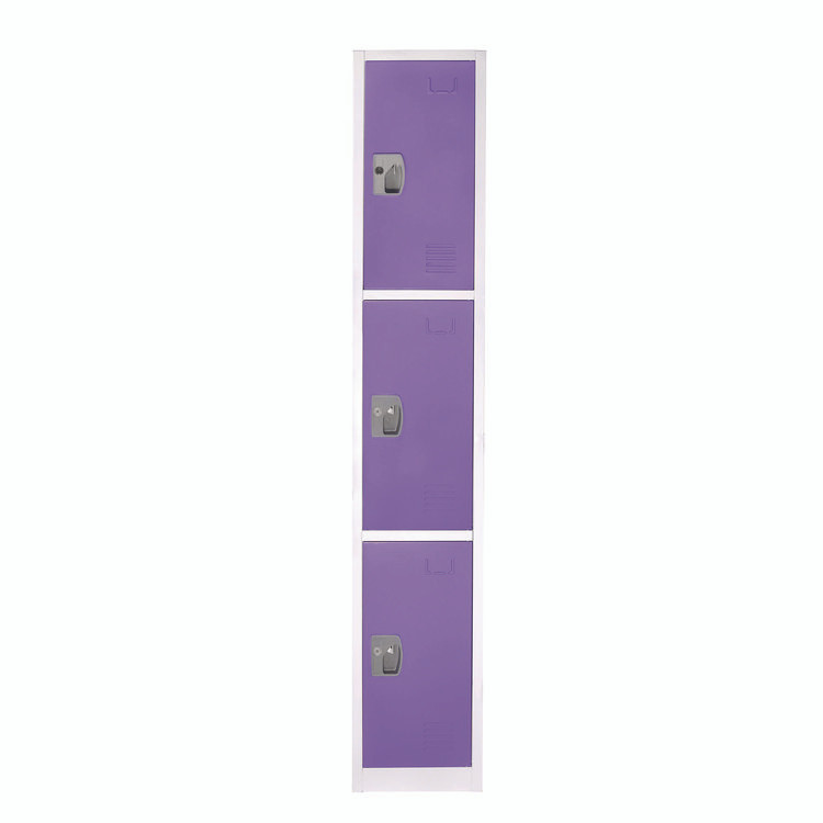 ADIROFFICE I629203PUR Steel Storage Locker, 3 Compartment, 12 x 12 x 72, Purple