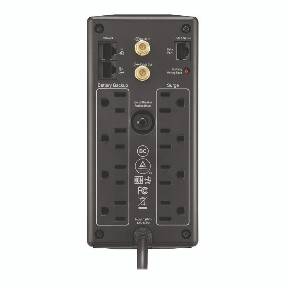 AMERICAN POWER CONVERSION APC® 2724587 Back-UPS Pro Compact Tower LCD Battery Backup and Surge Protector with USB, 1,000 VA, 8 Outlets, 1,103 J